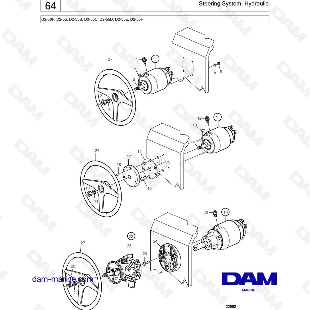 Spare parts and exploded views for Volvo Penta D255